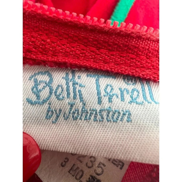 Vintage Betti Terell 3M Baby Sleeper Red Velour Bear Gingerbread Holiday Zip-Up - Picture 6 of 11